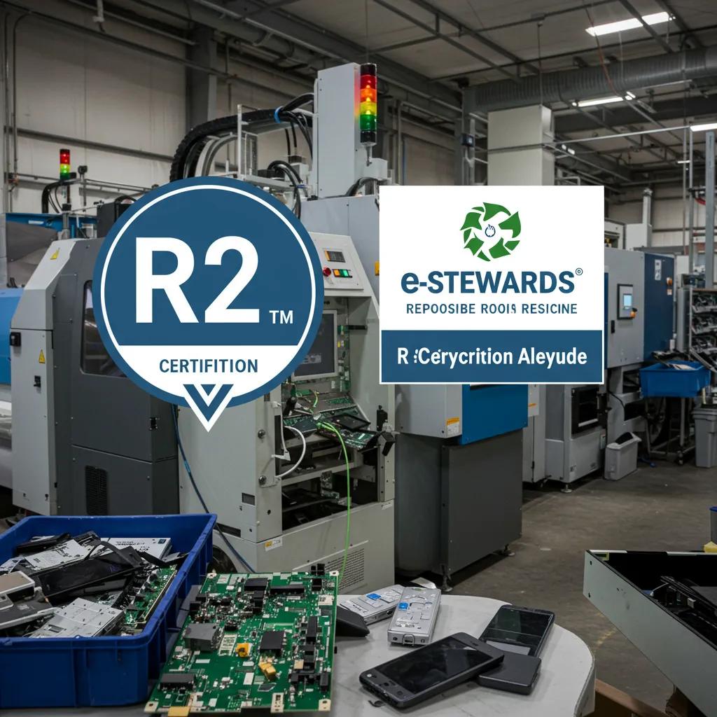 Certification badge for R2 and e-Stewards in a recycling facility